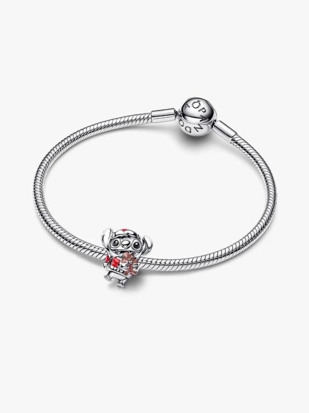 Pandora Silver Bracelet with Red-Accent Dog Charm